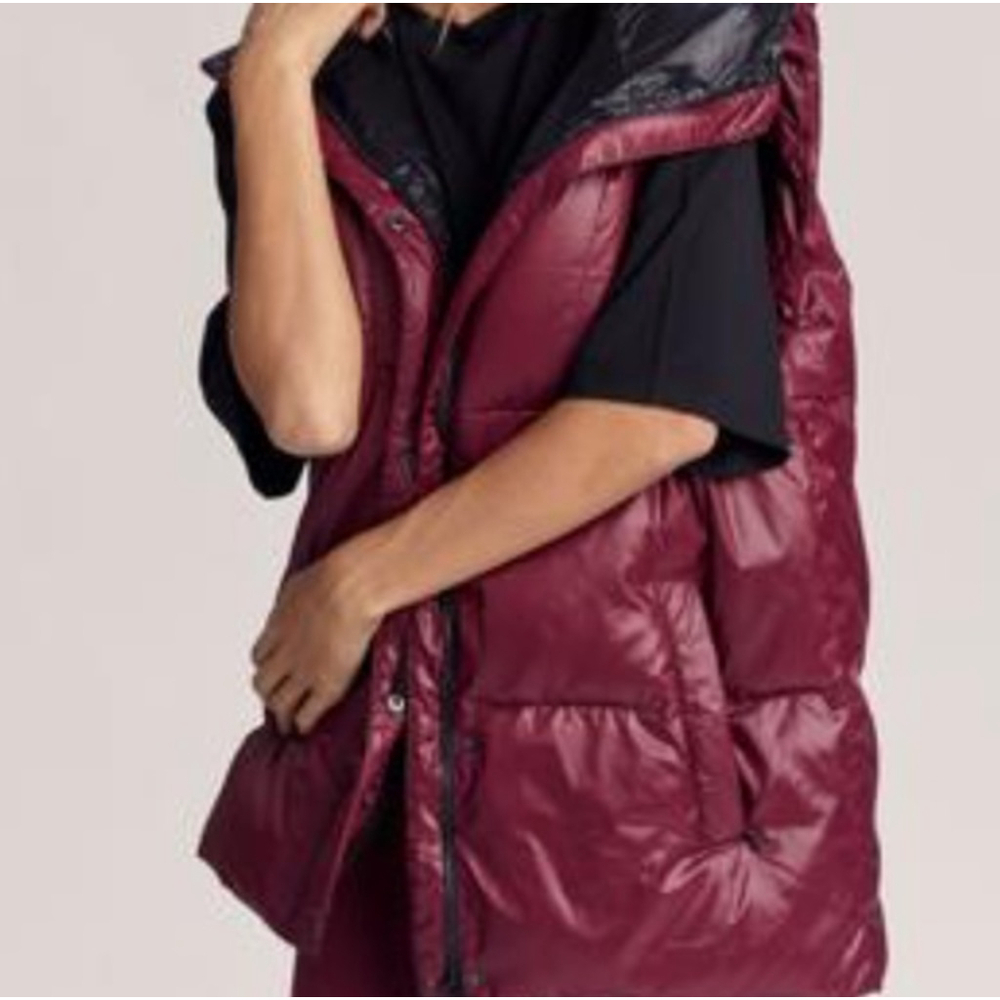 Anthropologie Varley Silverlake Gilet Longline Puffer Vest Red Small Oversized - Picture 4 of 13